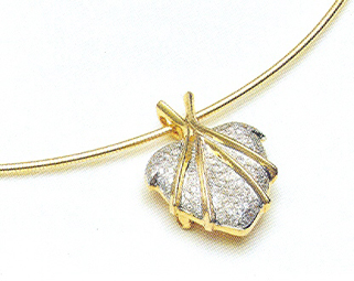 Pendant, 14kt. gold, cubic zirconia, 2.5/2cm 첨부 이미지