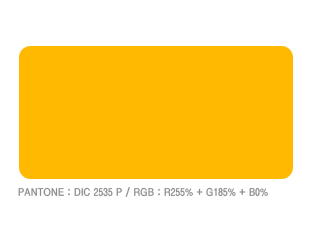 별색규정 PANTONE : DIC 2535 P / RGB : R255% + G185% + B0%